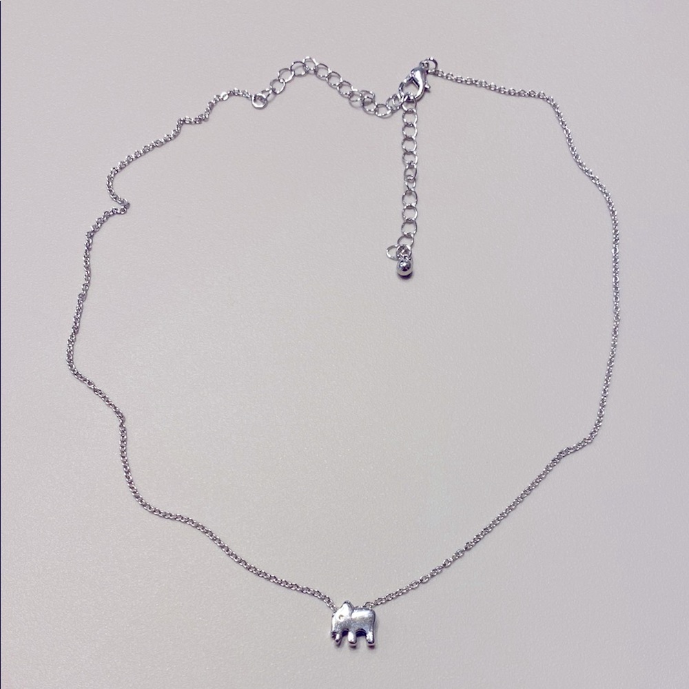 Silver Dainty Chain Elephant Charm Necklace
